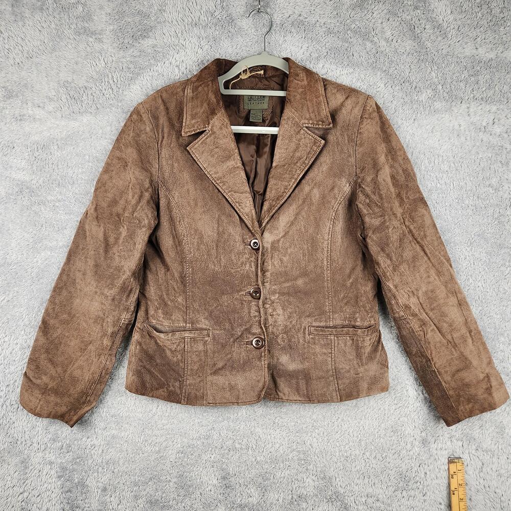 John Paul Richard Blazer Womens Large Brown Suede Leather Button Jacket Lined